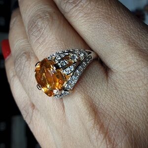 925 Orange Citrine And Topaz Ring